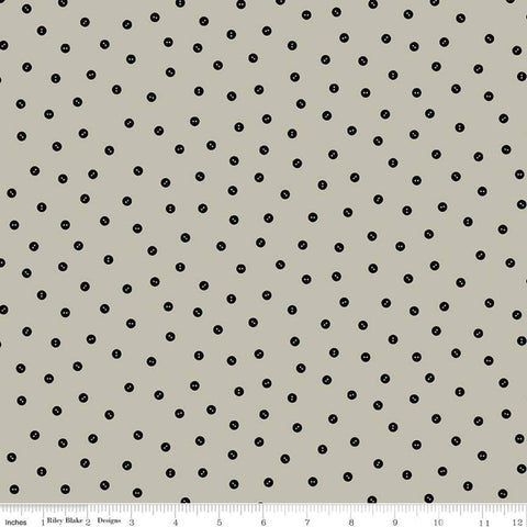 SALE Best of She Who Sews Baby Button Toss C11342 Gray - Riley Blake Designs - Sewing Buttons Dotted - Quilting Cotton Fabric