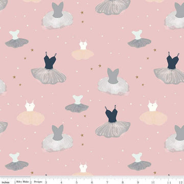 CLEARANCE Spin & Twirl Dresses SC11611 Frosting SPARKLE - Riley Blake - Ballet Tutus Leotards Gold SPARKLE Pink - Quilting Cotton Fabric