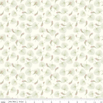 SALE Enchanted Meadow Pine Needles C11552 Vintage White - Riley Blake Designs - Berries Pines Blue Green - Quilting Cotton Fabric