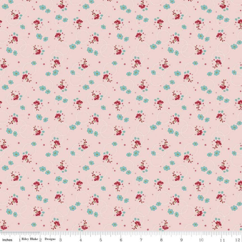 CLEARANCE Enchanted Meadow Bouquets C11553 Pink - Riley Blake - Floral Flowers Dotted Circles Stars - Quilting Cotton Fabric