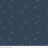 CLEARANCE Spin & Twirl Crowns SC11613 Oxford SPARKLE - Riley Blake Designs - Ballet Dance Gold SPARKLE Blue - Quilting Cotton Fabric