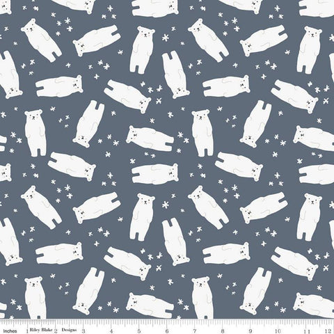 Nice Ice Baby Polar Bears C11601 Navy - Riley Blake Designs - Snowflakes Blue - Quilting Cotton Fabric