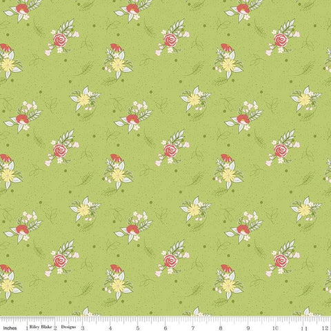 CLEARANCE Reflections Dancing Bouquets C11514 Green - Riley Blake Designs - Floral Flowers - Quilting Cotton Fabric