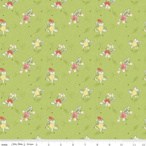 SUPER DEAL BTY! Reflections Dancing Bouquets C11514 Green - Riley Blake Designs - Floral Flowers - Quilting Cotton Fabric