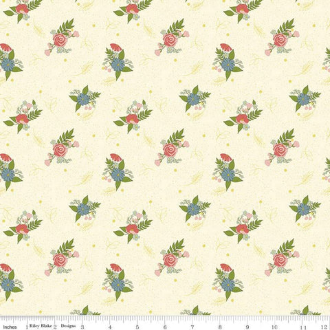 CLEARANCE Reflections Dancing Bouquets C11514 Parchment - Riley Blake Designs - Floral Flowers - Quilting Cotton Fabric