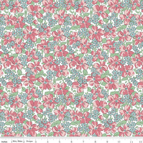 SALE Easter Parade Flowers C11574 White - Riley Blake Designs - Floral - Quilting Cotton Fabric