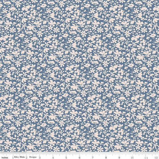 28" End of Bolt - SALE Misty Morning Floral Cadet - Riley Blake - Quilting Cotton