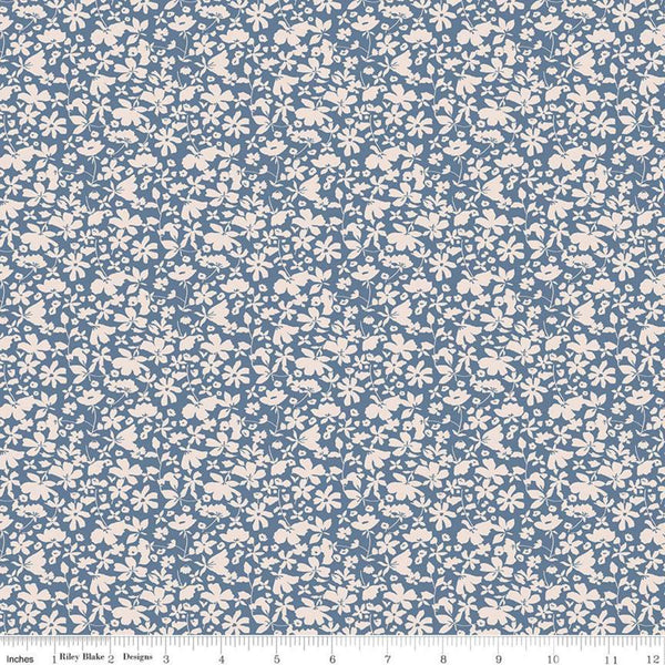 SALE Misty Morning Floral C11583 Cadet - Riley Blake Designs - Flowers Blue - Quilting Cotton Fabric