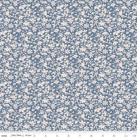 SALE Misty Morning Floral C11583 Cadet - Riley Blake Designs - Flowers Blue - Quilting Cotton Fabric