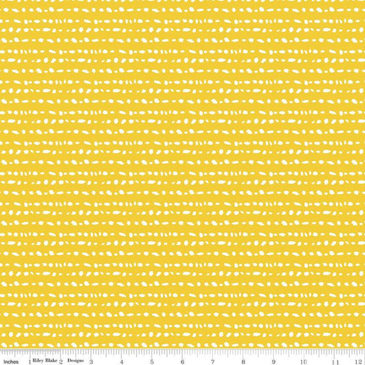 CLEARANCE Misty Morning Rows C11585 Dandelion - Riley Blake Designs - Irregular Splotches Yellow - Quilting Cotton Fabric