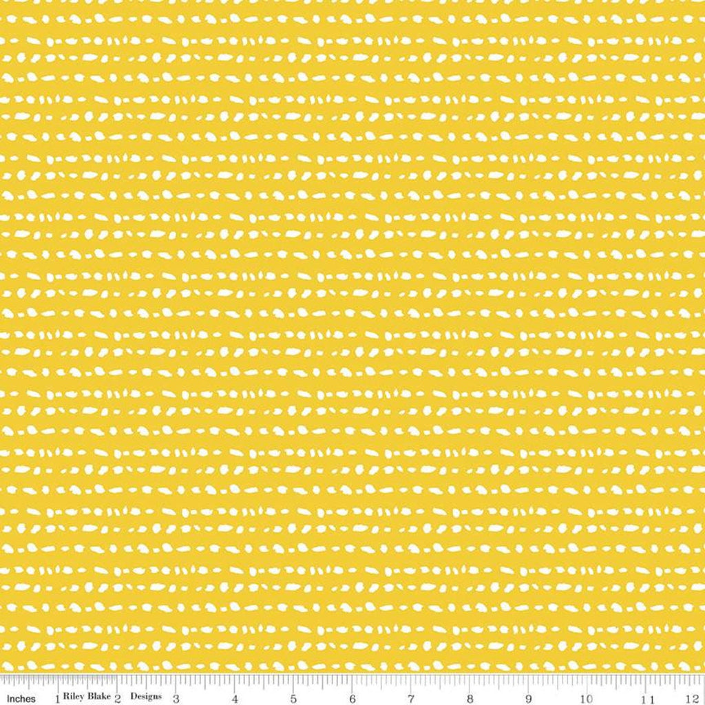 SALE Misty Morning Rows C11585 Dandelion - Riley Blake Designs - Irregular Splotches Yellow - Quilting Cotton Fabric