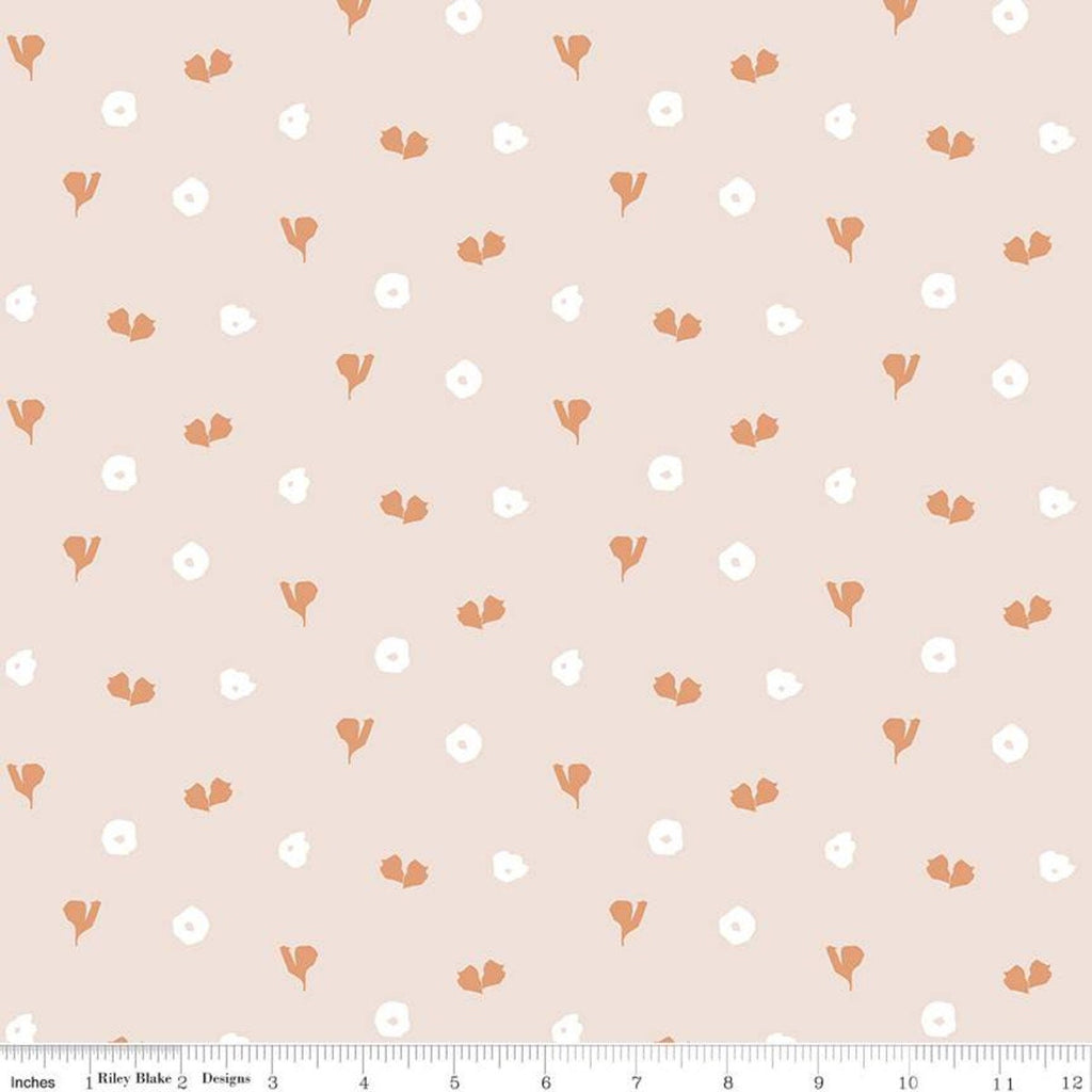 CLEARANCE Misty Morning Hearts C11586 Blush - Riley Blake Designs - Irregular Hearts Blossoms Flowers - Quilting Cotton Fabric