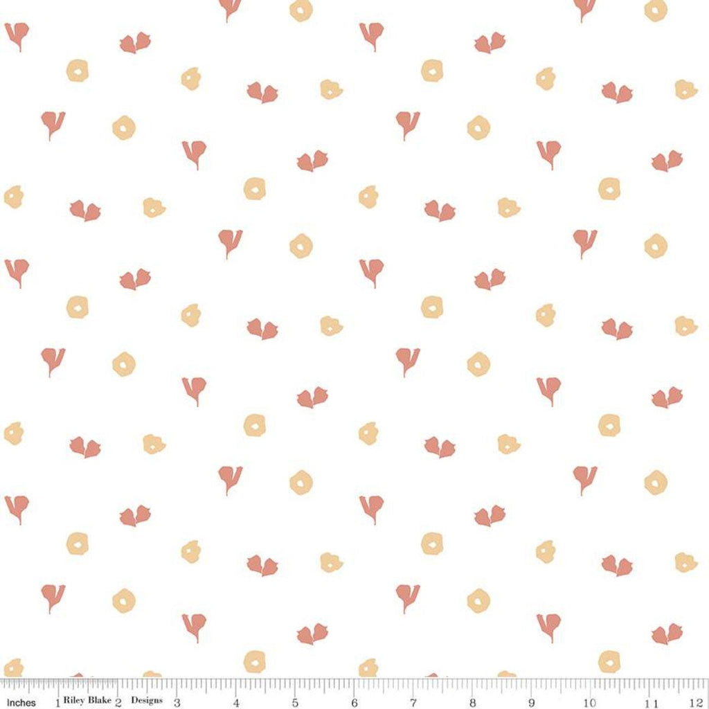 CLEARANCE Misty Morning Hearts C11586 White - Riley Blake Designs - Irregular Hearts Blossoms Flowers - Quilting Cotton Fabric