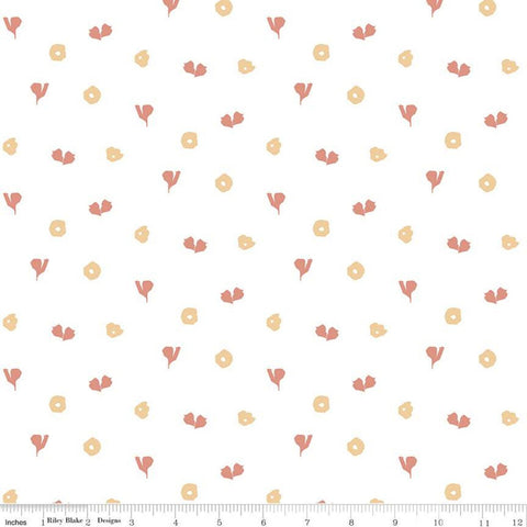 CLEARANCE Misty Morning Hearts C11586 White - Riley Blake Designs - Irregular Hearts Blossoms Flowers - Quilting Cotton Fabric