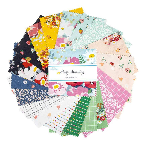 SALE Misty Morning Charm Pack 5" Stacker Bundle - Riley Blake Designs - 42 piece Precut Pre cut - Floral Flowers - Quilting Cotton Fabric