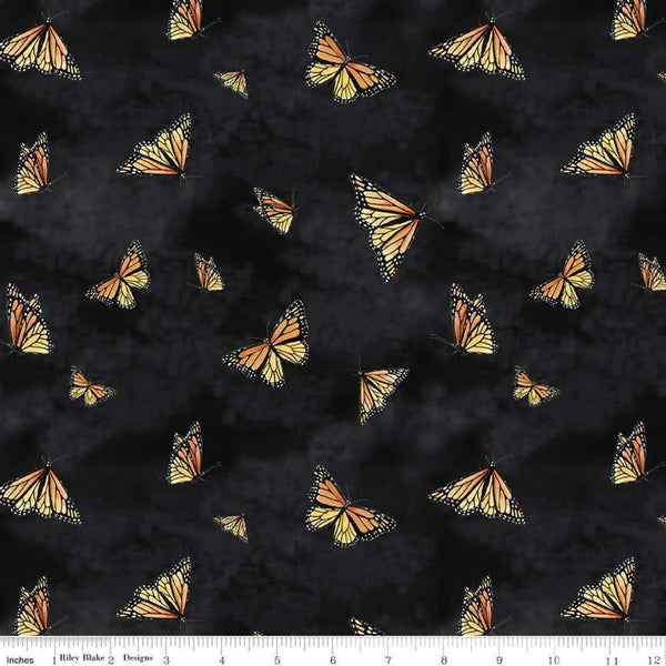 SALE Bluebonnet Breeze Monarch C11641 Black - Riley Blake Designs - Butterfly Butterflies - Quilting Cotton Fabric