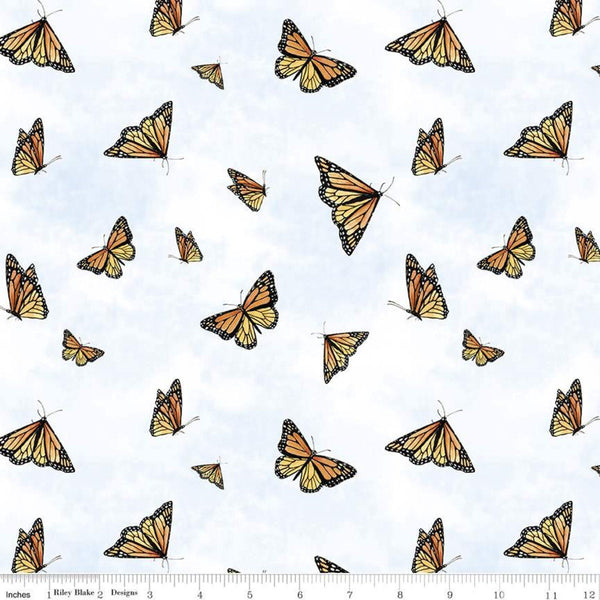 SALE Bluebonnet Breeze Monarch C11641 White - Riley Blake Designs - Butterfly Butterflies - Quilting Cotton Fabric