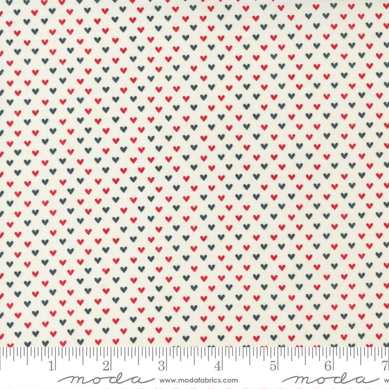 SALE Flirt Tiny Heart 55574 Cream Multi - Moda Fabrics - Valentine's Day Valentines Hearts - Quilting Cotton Fabric