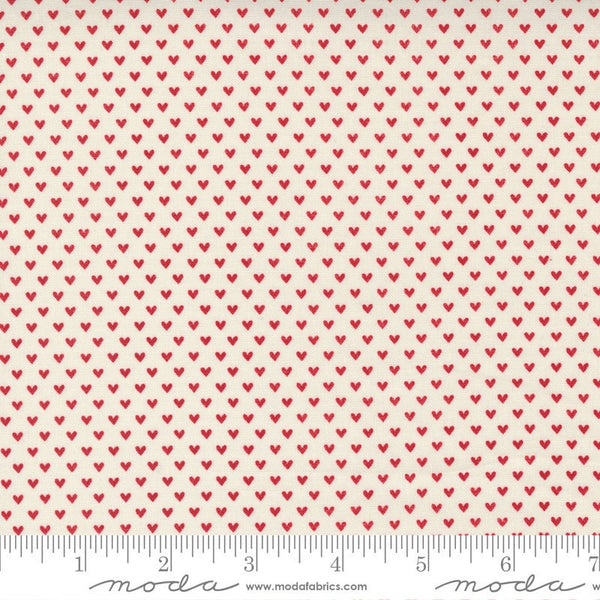 20" End of Bolt Piece - Flirt Tiny Heart 55574 Cream Red - Moda Fabrics - Valentine's Day Valentines Hearts - Quilting Cotton Fabric