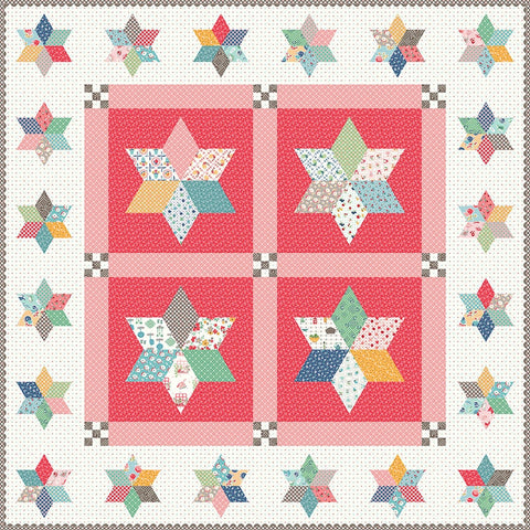 SALE Pot Luck Stars Boxed Quilt Kit KT-11750 - Riley Blake Designs - Cook Book - Box Pattern Fabric Rulers - Quilting Cotton Fabric