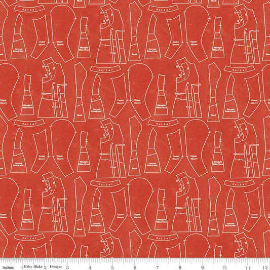 SUPER DEAL! 24" End of Bolt - Red Hot Patterns C11685 Red - Riley Blake Designs - Clothing Pattern Pieces - Quilting Cotton Fabric