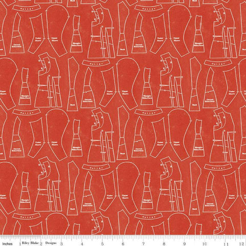 CLEARANCE Red Hot Patterns C11685 Red - Riley Blake Designs - Clothing Pattern Pieces - Quilting Cotton Fabric