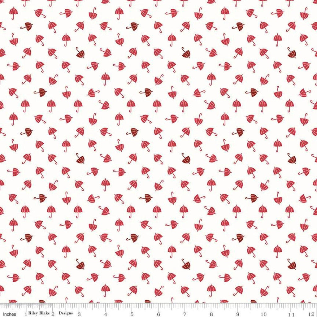 SALE Red Hot Umbrellas C11686 Cream - Riley Blake Designs - Umbrella - Quilting Cotton Fabric