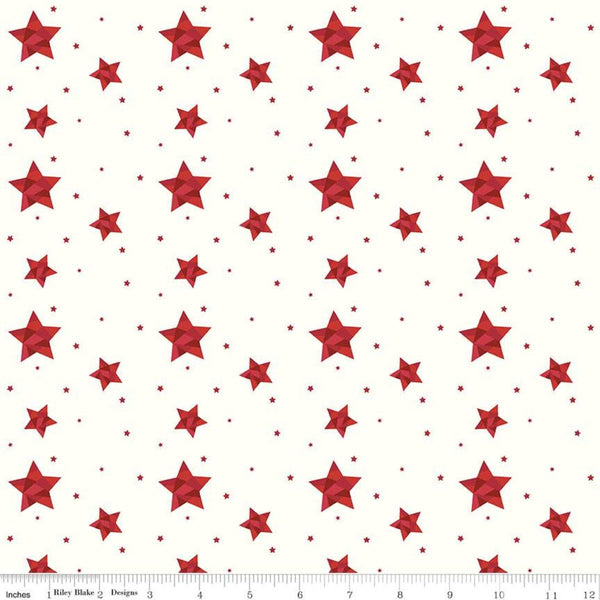 CLEARANCE Red Hot Geo Stars C11689 Cream - Riley Blake Designs - Star - Quilting Cotton Fabric