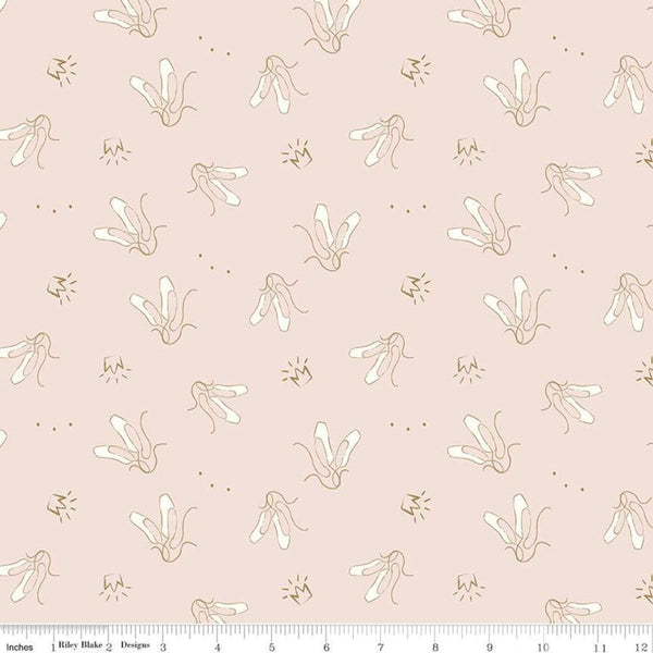 24" End of Bolt Piece - Spin and Twirl Slippers SC11612 SPARKLE - Riley Blake - Ballet Crowns Gold SPARKLE Pink - Quilting Cotton Fabric