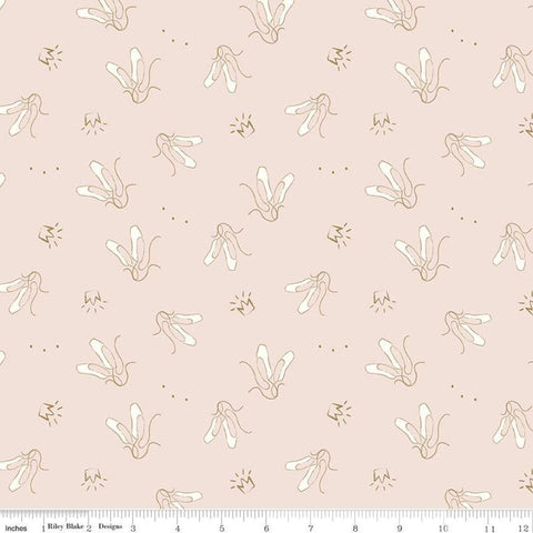 24" End of Bolt Piece - Spin and Twirl Slippers SC11612 SPARKLE - Riley Blake - Ballet Crowns Gold SPARKLE Pink - Quilting Cotton Fabric