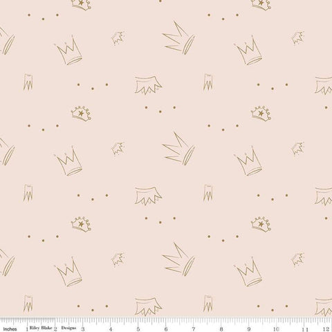 Spin and Twirl Crowns SC11613 Ballerina SPARKLE - Riley Blake Designs - Ballet Dance Gold SPARKLE Pink - Quilting Cotton Fabric