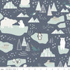 DEAL Nice Ice Baby Main C11600 Navy - Riley Blake Designs - Polar Bears Penguins Narwhals Icebergs Snowflakes Blue - Quilting Cotton Fabric
