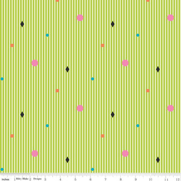 SALE Colour Wall Stripe C11591 Lime - Riley Blake Designs - Geometric Shapes Striped Stripes Green White Color Wall - Quilting Cotton Fabric