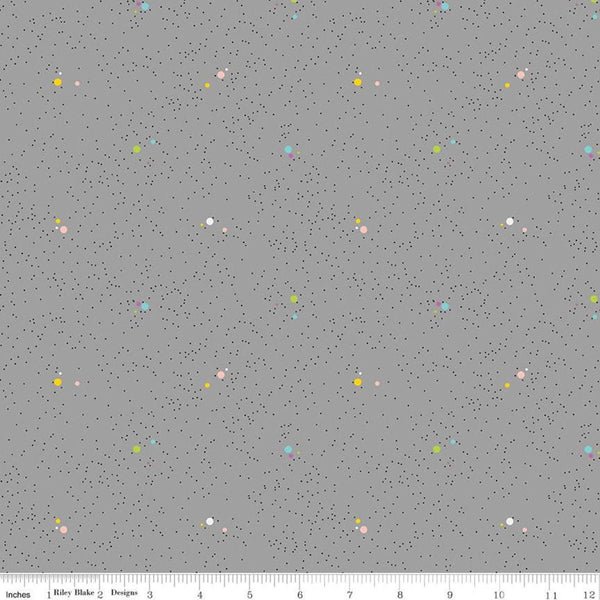 Colour Wall Dots C11592 Gray - Riley Blake Designs - Polka Dot Dotted Color Wall - Quilting Cotton Fabric