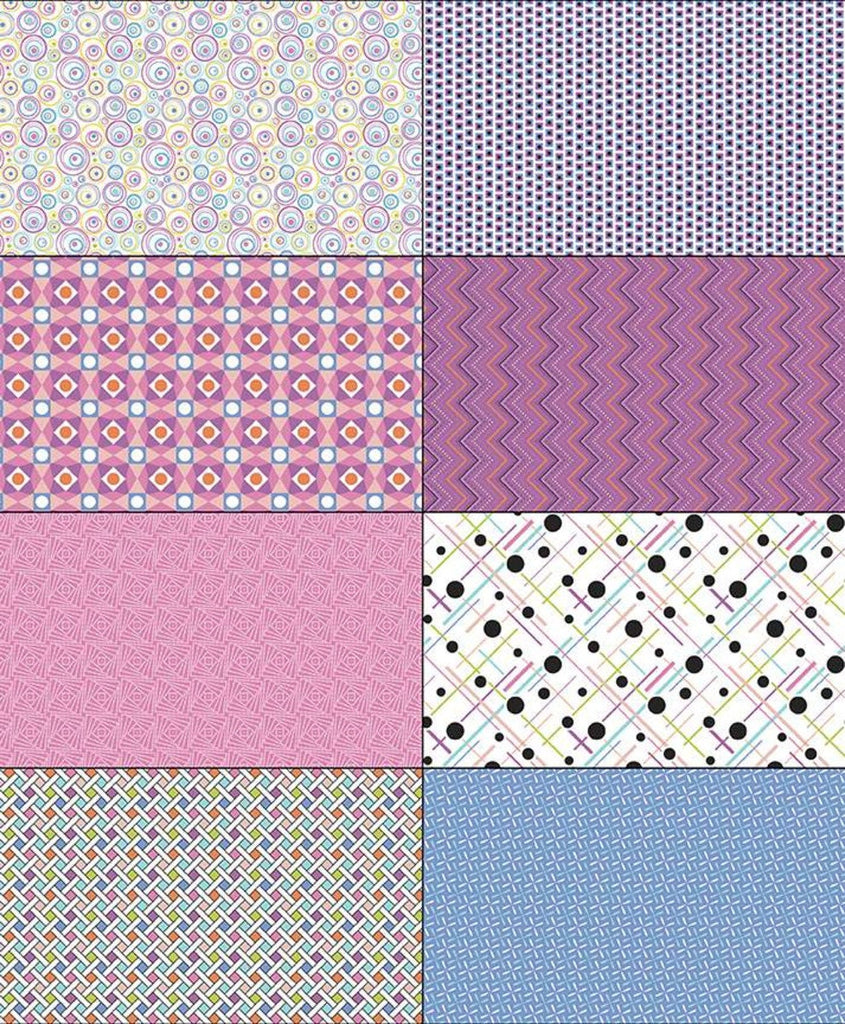 CLEARANCE Colour Wall Fat Eighth Panel FEP11593 Violet by Riley Blake  Designs - Geometric Fat Eights Eighths Color - Quilting Cotton Fabric