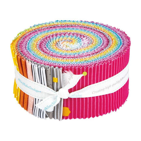 SALE Colour Wall 2.5 Inch Rolie Polie Jelly Roll 40 pieces  - Riley Blake - Precut Pre cut Bundle - Color Wall - Quilting Cotton Fabric