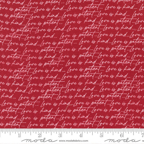 Flirt Love Is Patient 55571 Red - Moda Fabrics - Valentine's Day Valentines Text Script - Quilting Cotton Fabric