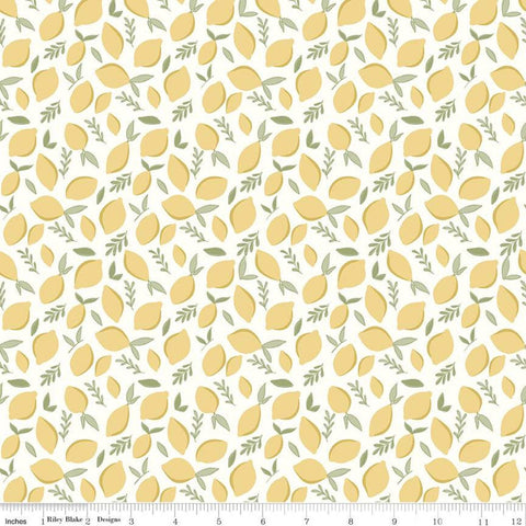 SALE Daybreak Lemons C11622 Cream - Riley Blake Designs - Lemons Leaves - Quilting Cotton Fabric