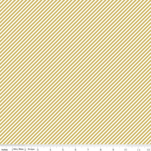 SALE Daybreak Stripes C11627 Daisy - Riley Blake Designs - Diagonal Stripe Striped with Cream - Quilting Cotton Fabric