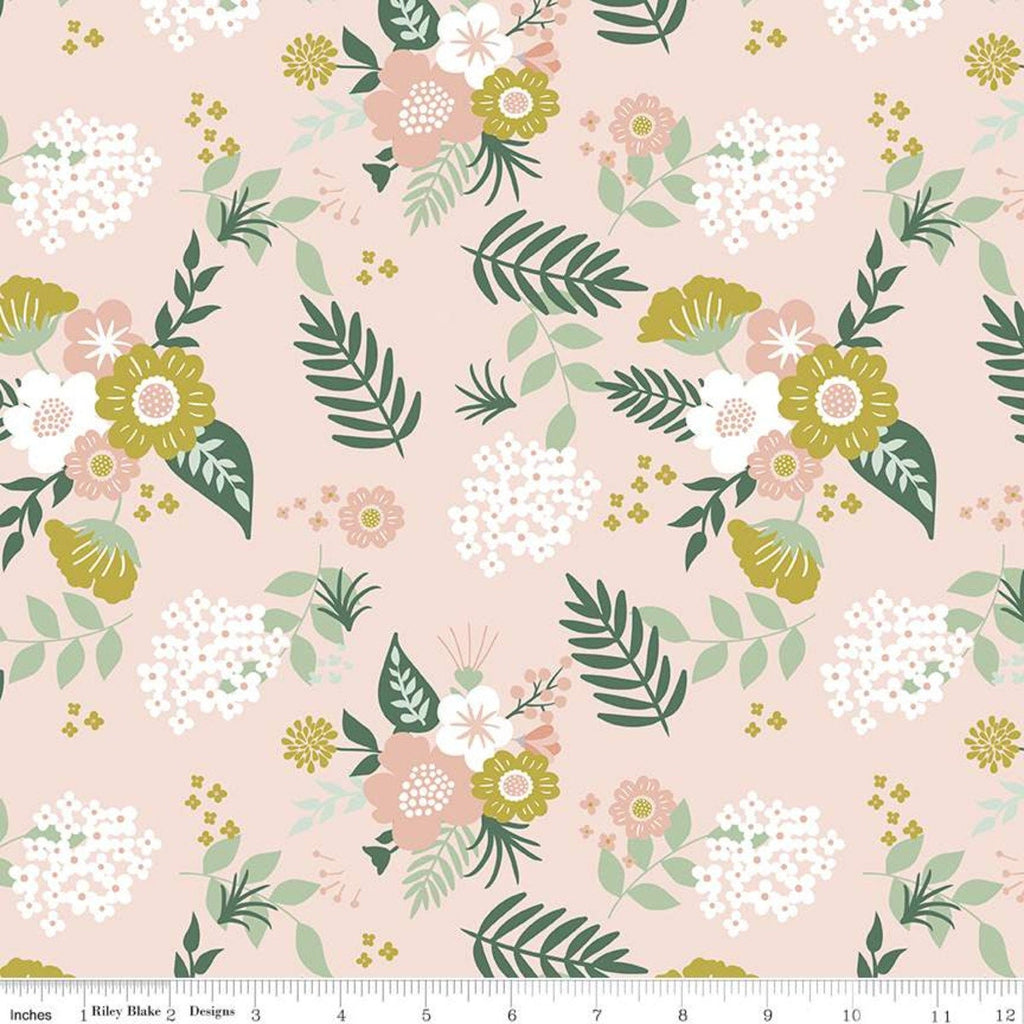 Hibiscus Main C11540 Blush - Riley Blake Designs - Floral Flowers - Quilting Cotton Fabric - 18 inch end of bolt piece