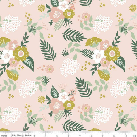 18 inch end of bolt piece - Hibiscus Main C11540 Blush - Riley Blake Designs - Floral Flowers - Quilting Cotton Fabric -