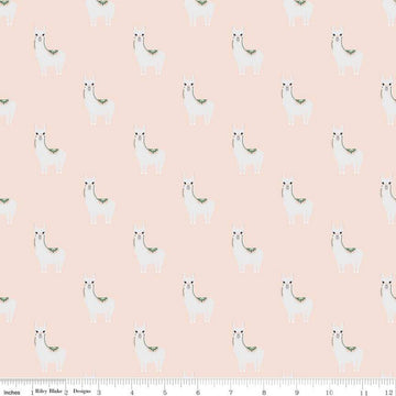 CLEARANCE Hibiscus Alpacas C11541 Blush - Riley Blake Designs - Alpaca Animal - Quilting Cotton Fabric