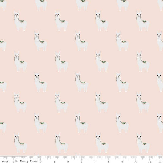 CLEARANCE Hibiscus Alpacas C11541 Blush - Riley Blake Designs - Alpaca Animal - Quilting Cotton Fabric