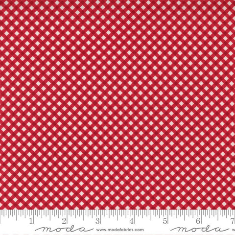 16" End of Bolt - Flirt PRINTED Gingham 55575 Red - Moda Fabrics - Valentine's Day Red Cream Diagonal Plaid PRINTED - Quilting Cotton Fabric