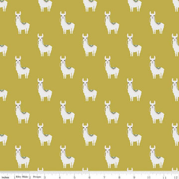 SALE Hibiscus Alpacas C11541 Citron - Riley Blake Designs - Alpaca Animal - Quilting Cotton Fabric