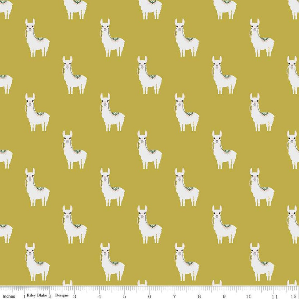 SALE Hibiscus Alpacas C11541 Citron - Riley Blake Designs - Alpaca Animal - Quilting Cotton Fabric