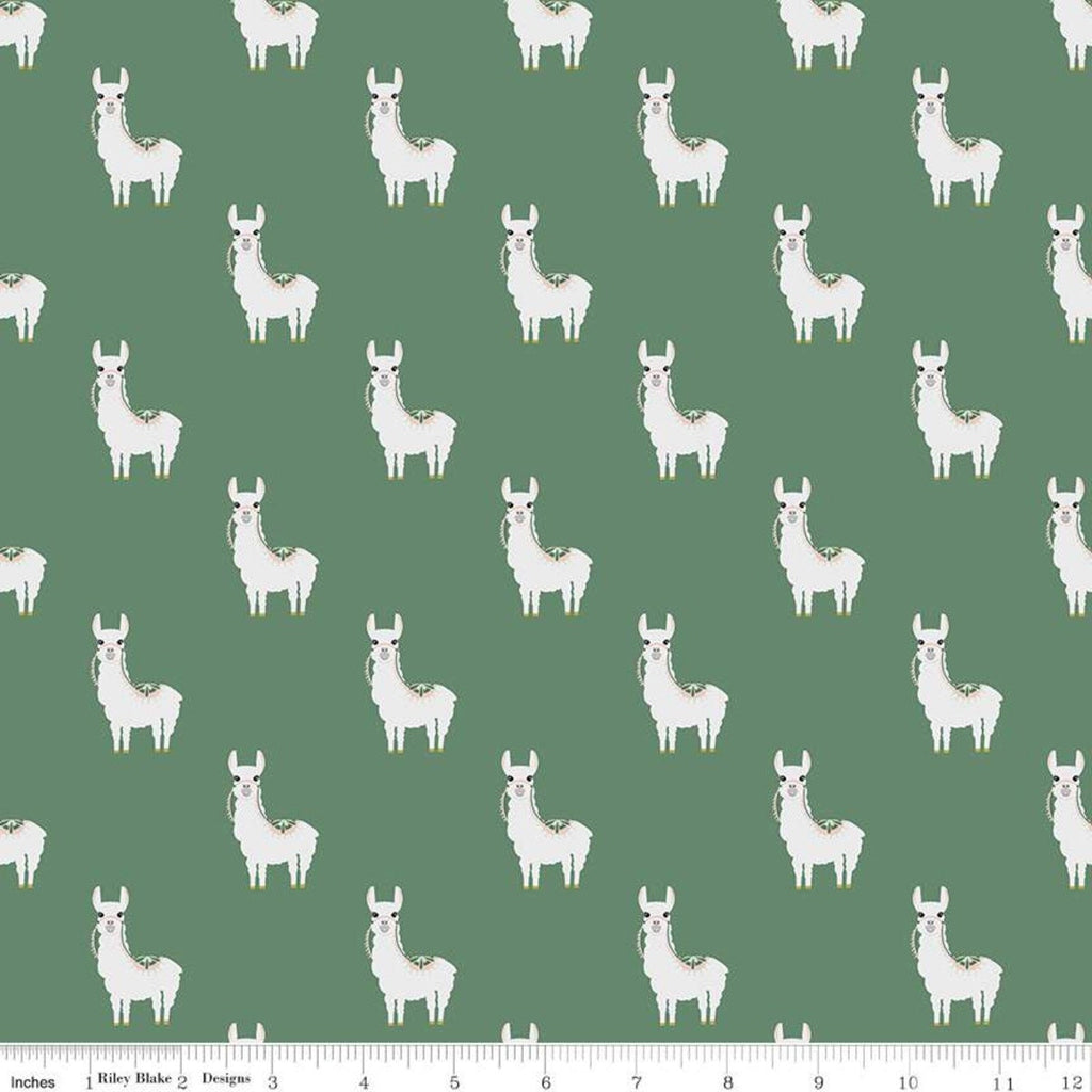 Hibiscus Alpacas C11541 Forest - Riley Blake Designs - Alpaca Animal Green - Quilting Cotton Fabric