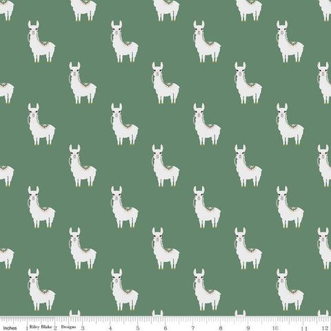 SALE Hibiscus Alpacas C11541 Forest - Riley Blake Designs - Alpaca Animal Green - Quilting Cotton Fabric