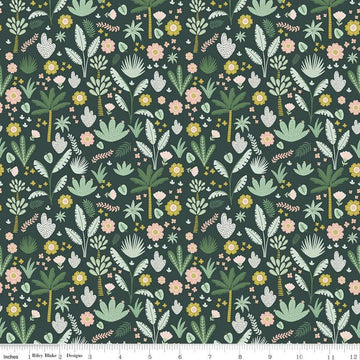 SALE Hibiscus Foliage C11542 Hunter - Riley Blake Designs - Floral Flowers Leaves Trees Green - Quilting Cotton Fabric