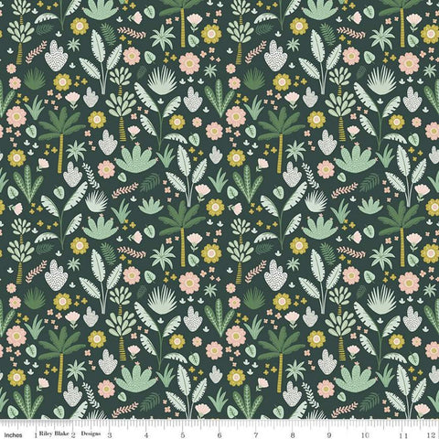 SALE Hibiscus Foliage C11542 Hunter - Riley Blake Designs - Floral Flowers Leaves Trees Green - Quilting Cotton Fabric